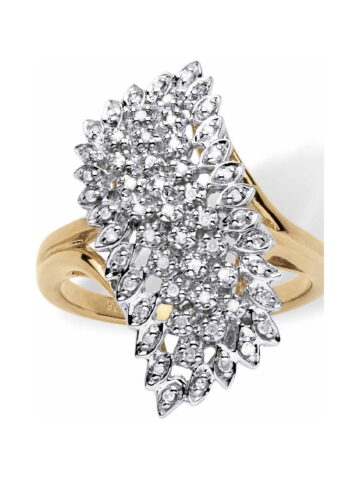 PalmBeach Jewelry 1/7 TCW Round Pave Diamond Cluster Ring in 18k Gold-plated Sterling Silver