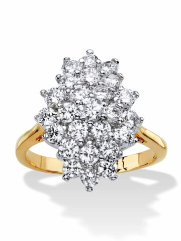 PalmBeach Jewelry 1.82 TCW Cubic Zirconia Marquise-Shaped Cluster Cocktail Ring Gold-Plated