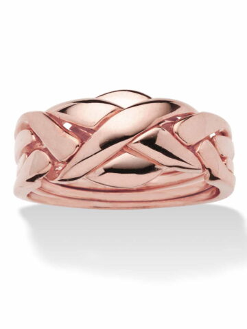 PalmBeach Jewelry 14k Yellow or Rose Gold-Plated or Platinum-Plated Braided Puzzle Ring