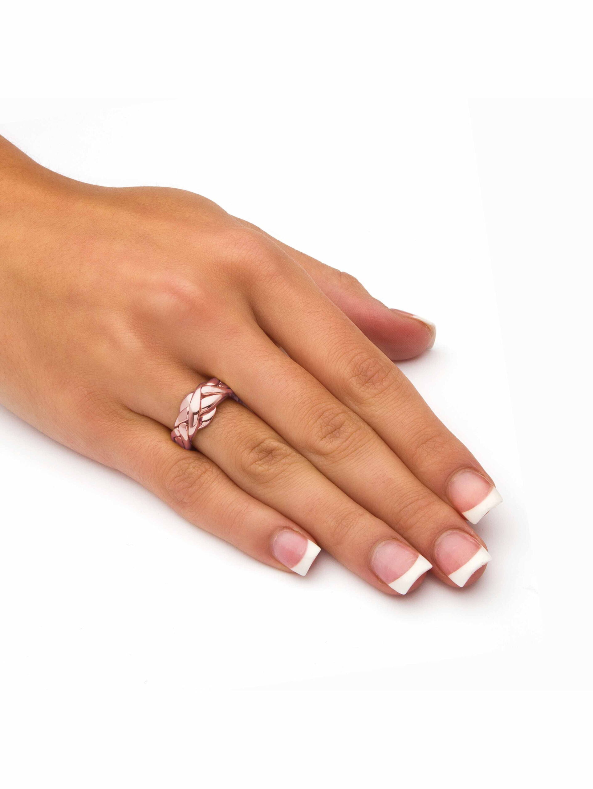 PalmBeach Jewelry 14k Yellow or Rose Gold-Plated or Platinum-Plated Braided Puzzle Ring - Image 4