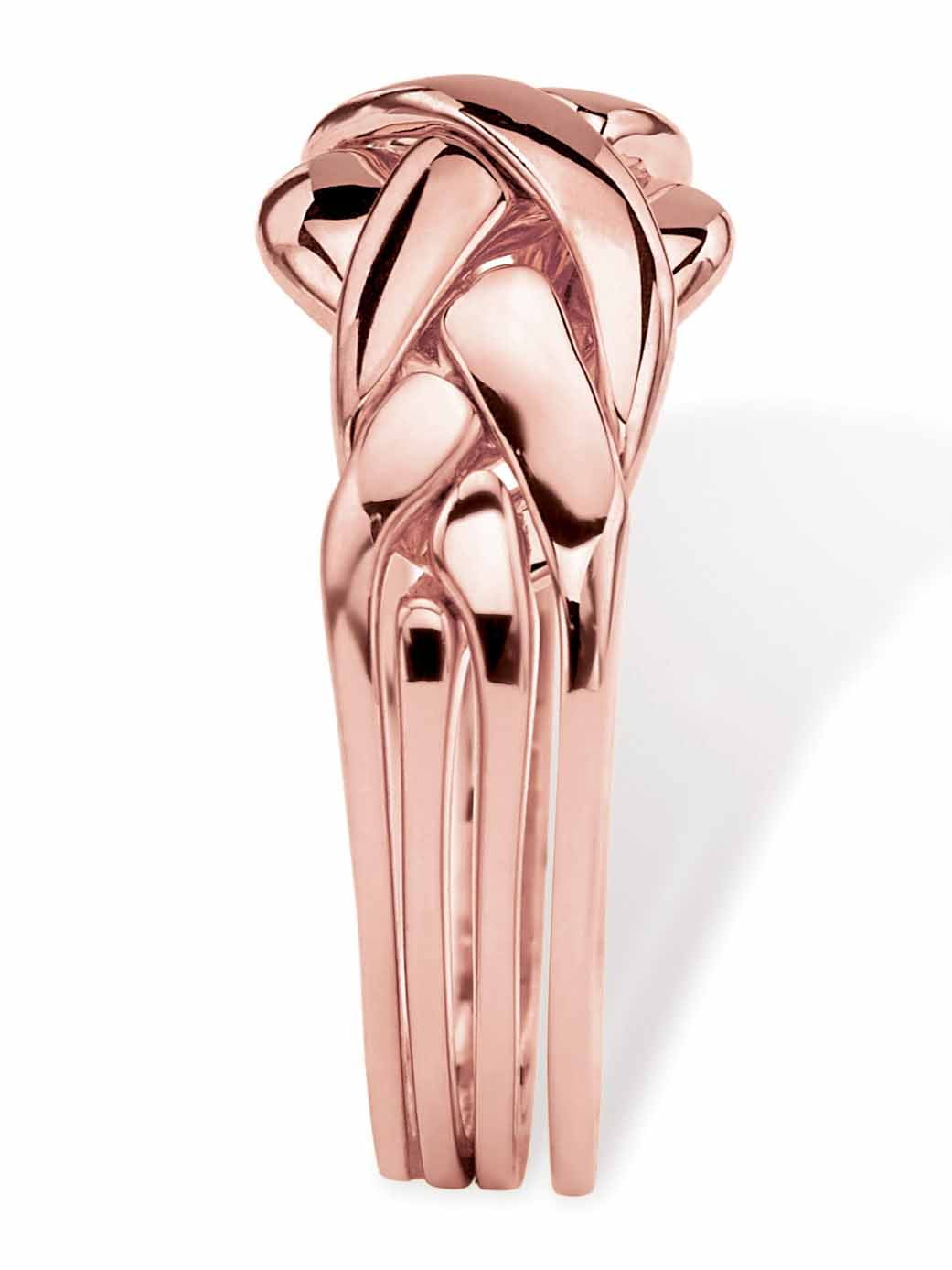 PalmBeach Jewelry 14k Yellow or Rose Gold-Plated or Platinum-Plated Braided Puzzle Ring - Image 3