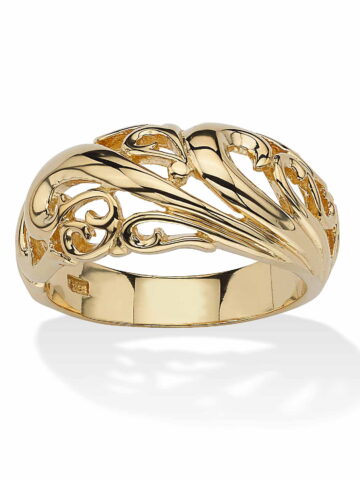 PalmBeach Jewelry 18k Gold-plated Sterling Silver Swirl Dome Ring