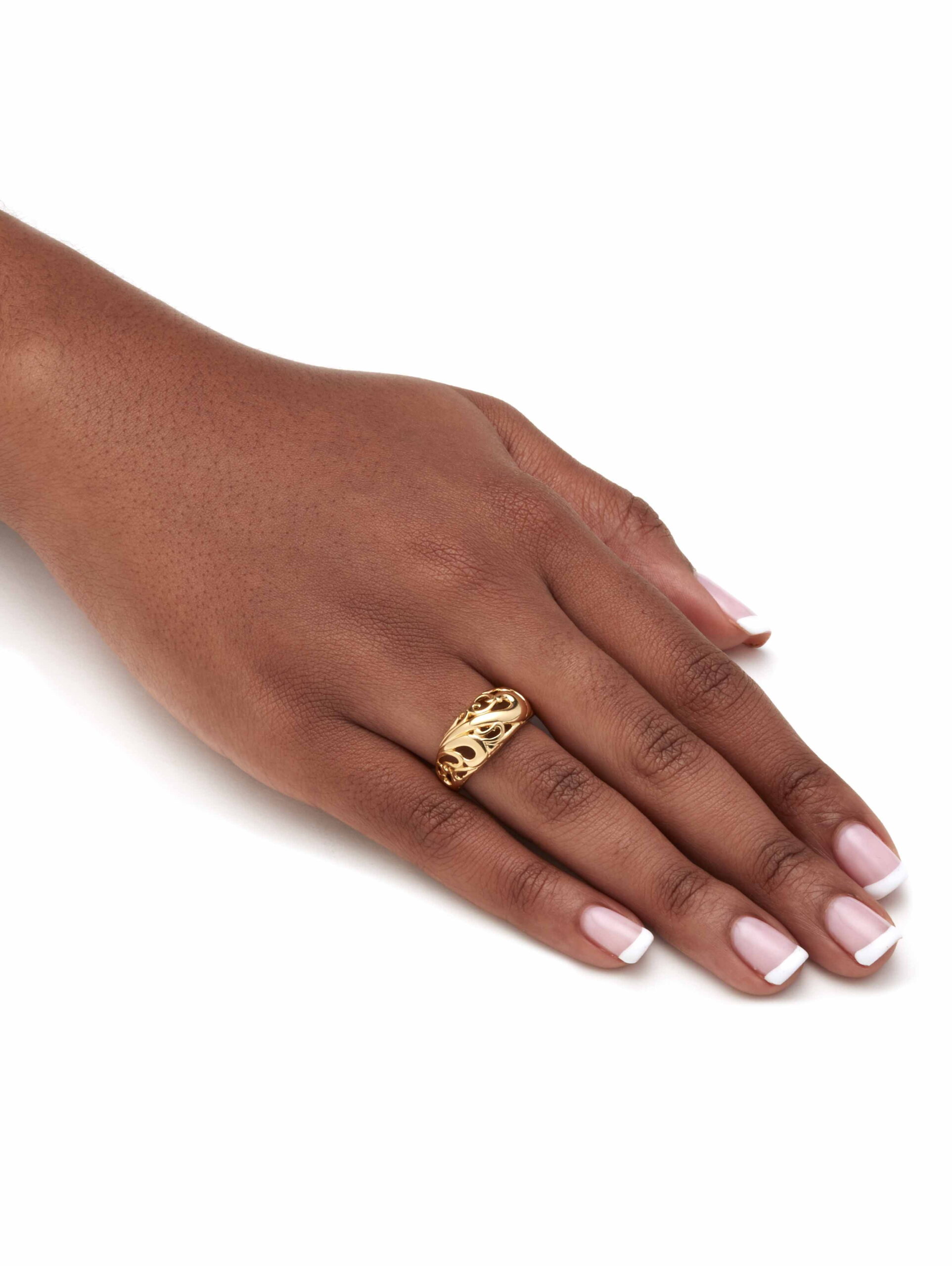 PalmBeach Jewelry 18k Gold-plated Sterling Silver Swirl Dome Ring - Image 3