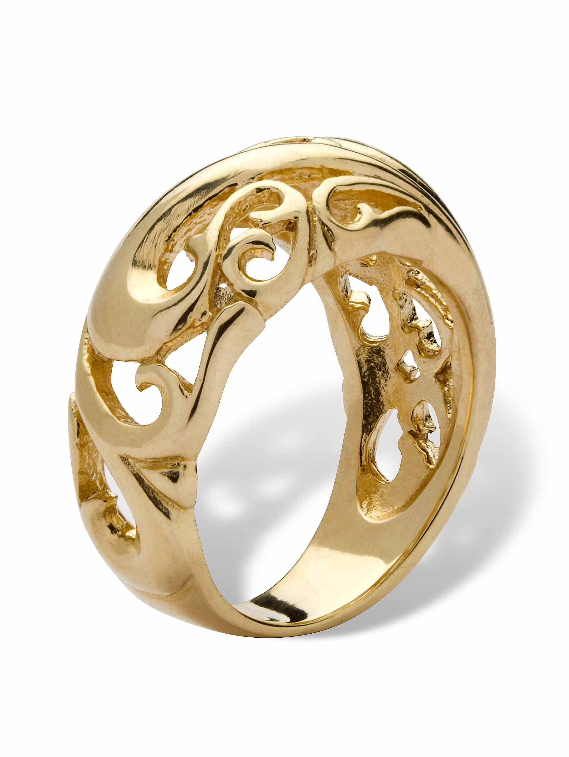 PalmBeach Jewelry 18k Gold-plated Sterling Silver Swirl Dome Ring - Image 2