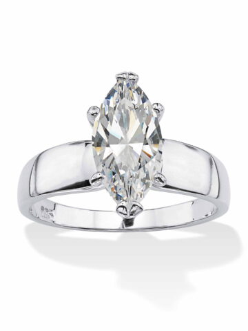 PalmBeach Jewelry 2.11 TCW Marquise-Cut Cubic Zirconia Solitaire Engagement Ring Gold-Plated or Sterling Silver
