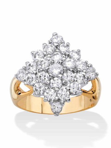 PalmBeach Jewelry 2.23 TCW Cubic Zirconia Diamond-Shaped Cluster Cocktail Ring Yellow Gold-Plated
