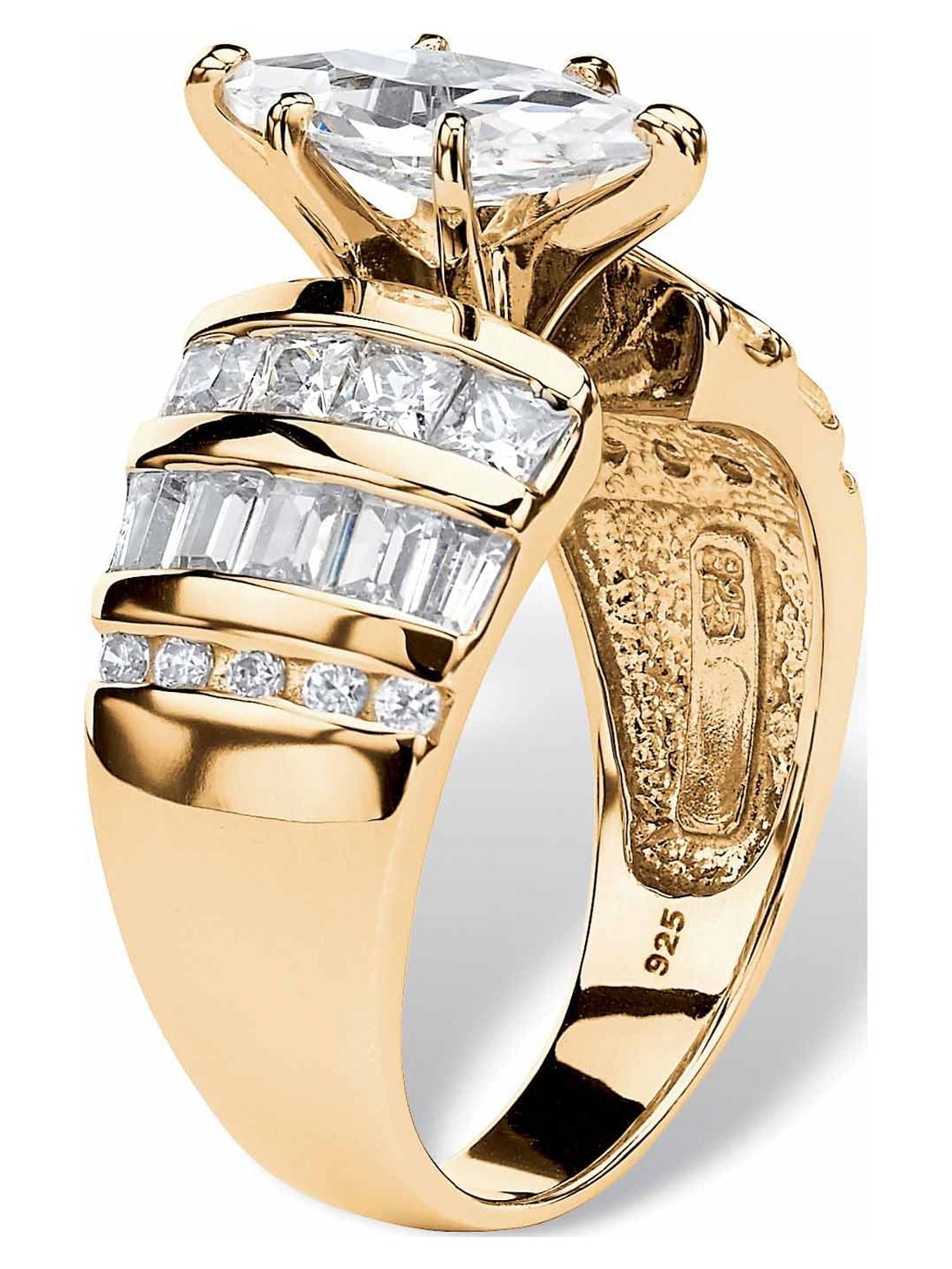 PalmBeach Jewelry 3.87 TCW Marquise-Cut Cubic Zirconia Engagement Anniversary Ring in Platinum-Plated or Gold-Plated Sterling Silver - Image 3
