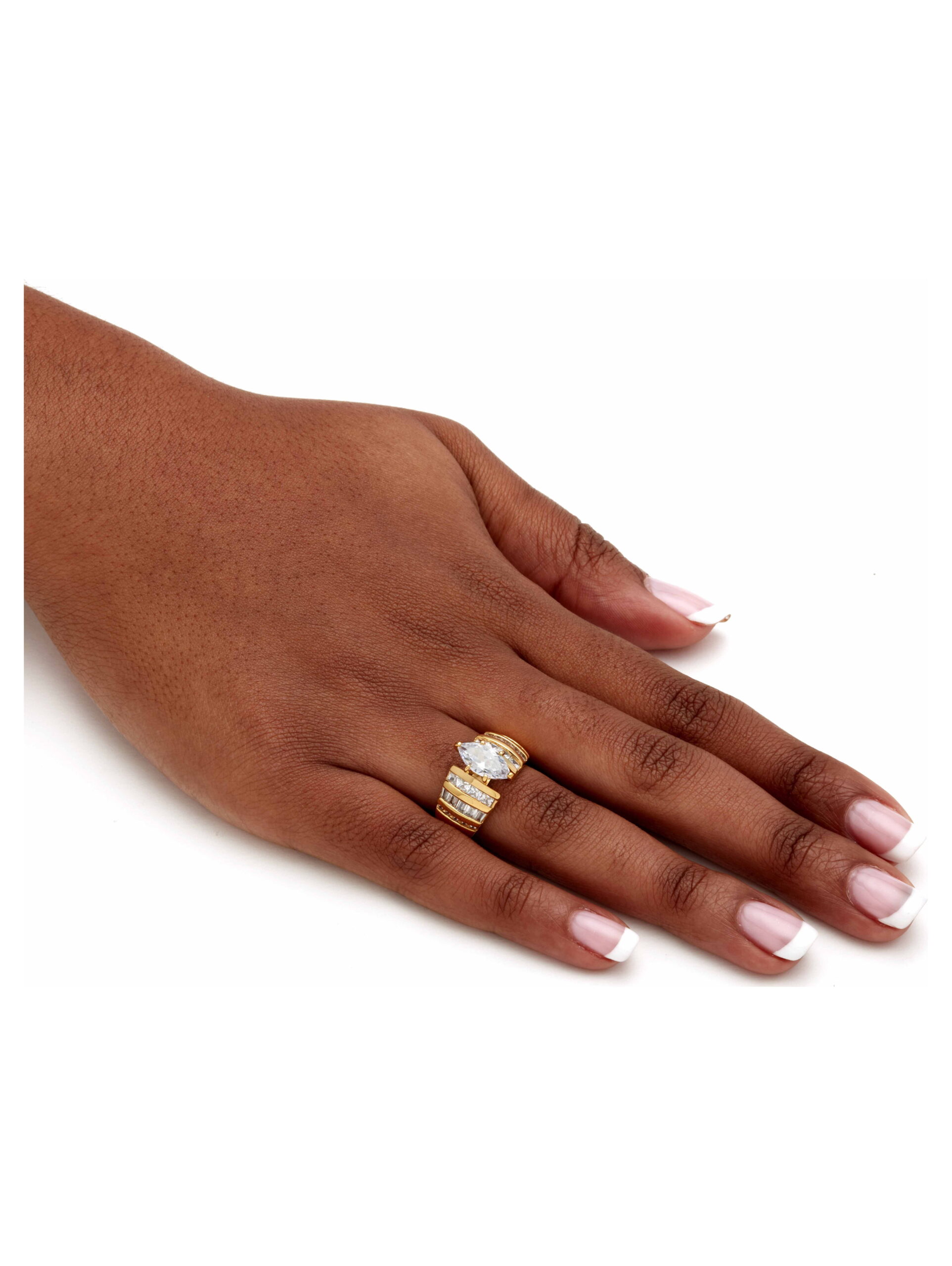 PalmBeach Jewelry 3.87 TCW Marquise-Cut Cubic Zirconia Engagement Anniversary Ring in Platinum-Plated or Gold-Plated Sterling Silver - Image 2