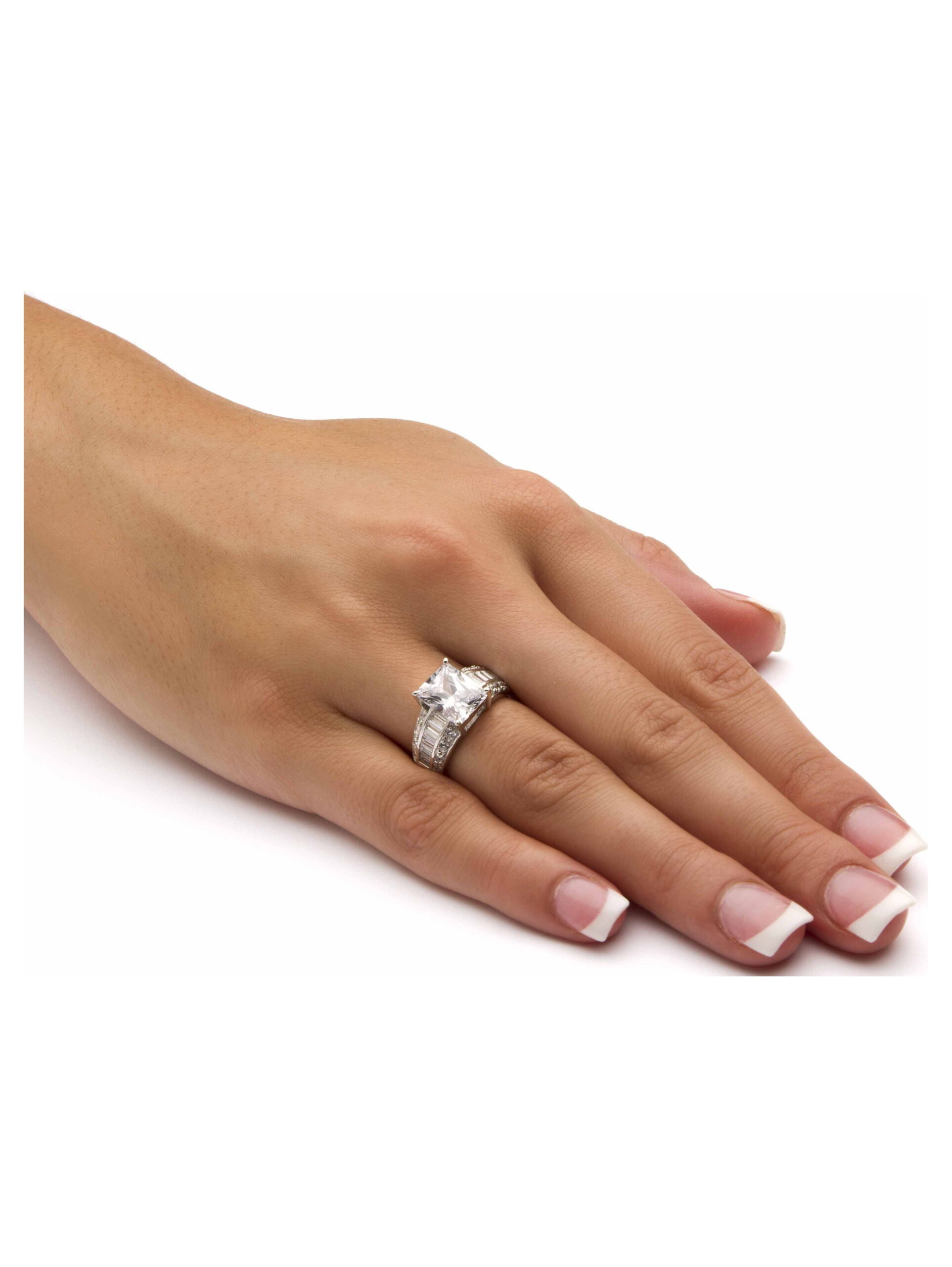 PalmBeach Jewelry 4.95 TCW Emerald-Cut Cubic Zirconia Engagement Anniversary Ring in Platinum-plated Sterling Silver - Image 5