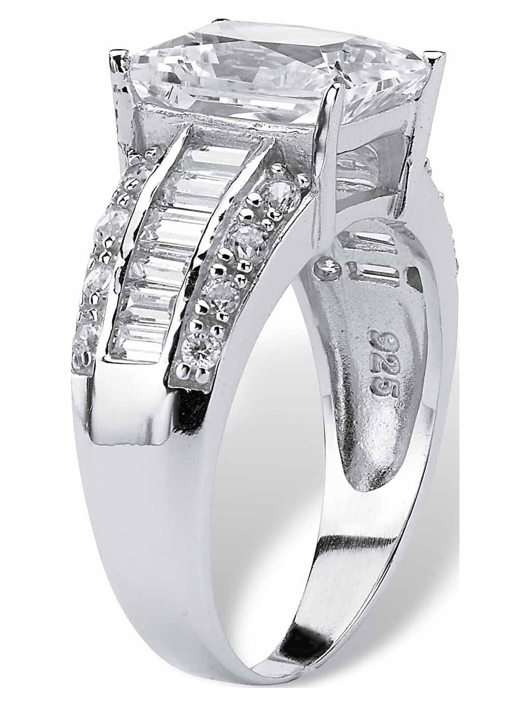 PalmBeach Jewelry 4.95 TCW Emerald-Cut Cubic Zirconia Engagement Anniversary Ring in Platinum-plated Sterling Silver - Image 3