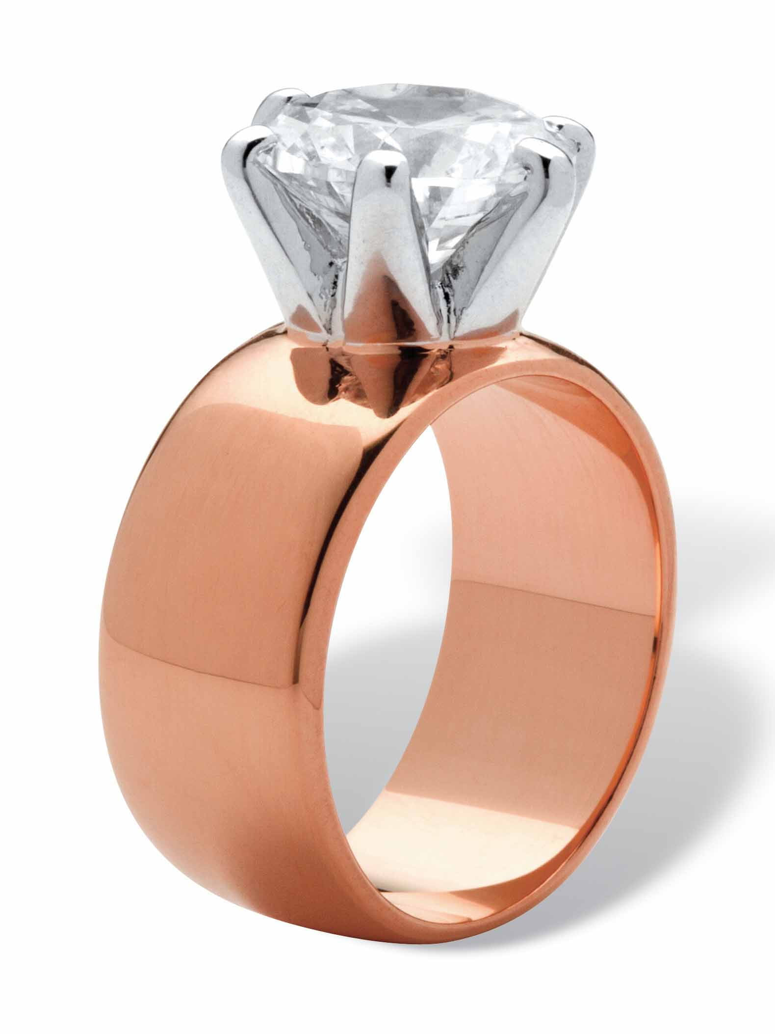 PalmBeach Jewelry 4 TCW Round Cubic Zirconia Solitaire Ring in Gold-Plated, Rose Gold-Plated or Silvertone - Image 2
