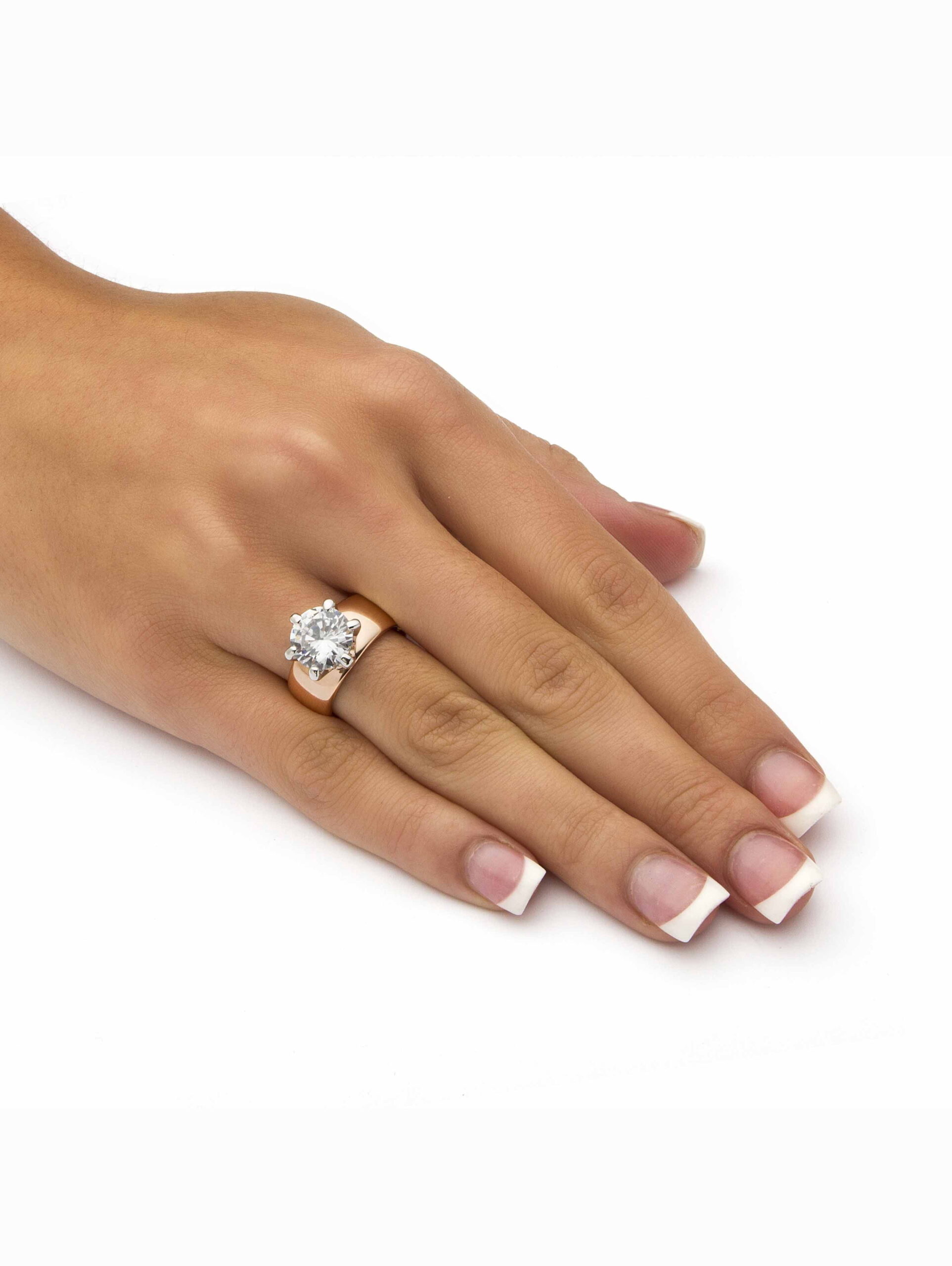 PalmBeach Jewelry 4 TCW Round Cubic Zirconia Solitaire Ring in Gold-Plated, Rose Gold-Plated or Silvertone - Image 3