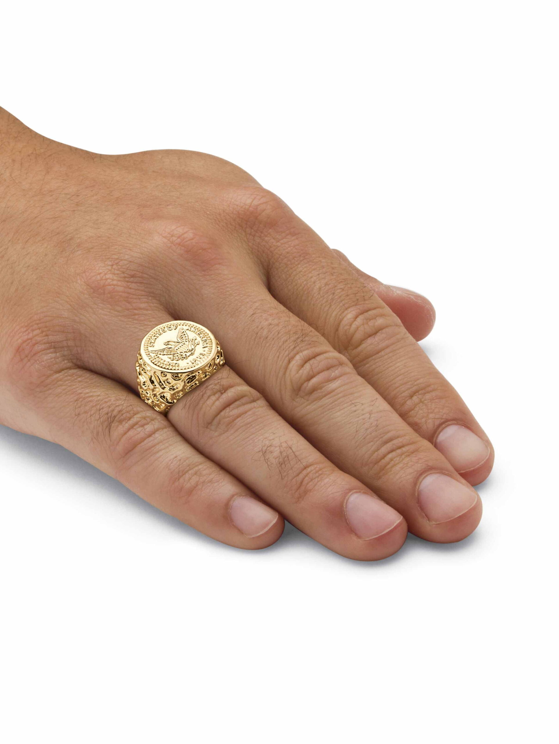 PalmBeach Jewelry American Eagle Coin-Design Gold-Plated Ring, Includes Gift Box and Pouch - Image 3