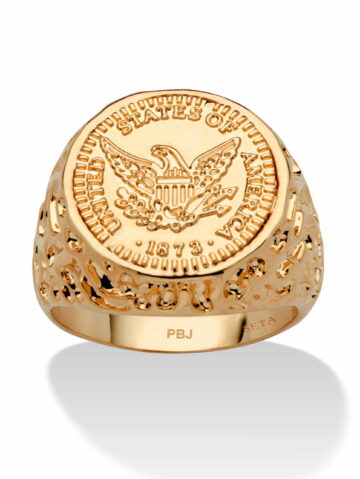 PalmBeach Jewelry American Eagle Coin-Design Gold-Plated Ring, Includes Gift Box and Pouch