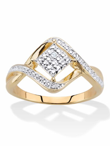 PalmBeach Jewelry Diamond Accent Cluster Bypass Ring Gold-Plated