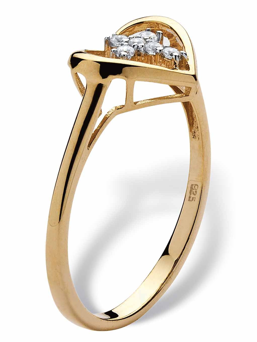 PalmBeach Jewelry Diamond Accent Floating Cross Heart Ring in 18k Yellow Gold-plated Sterling Silver - Image 3