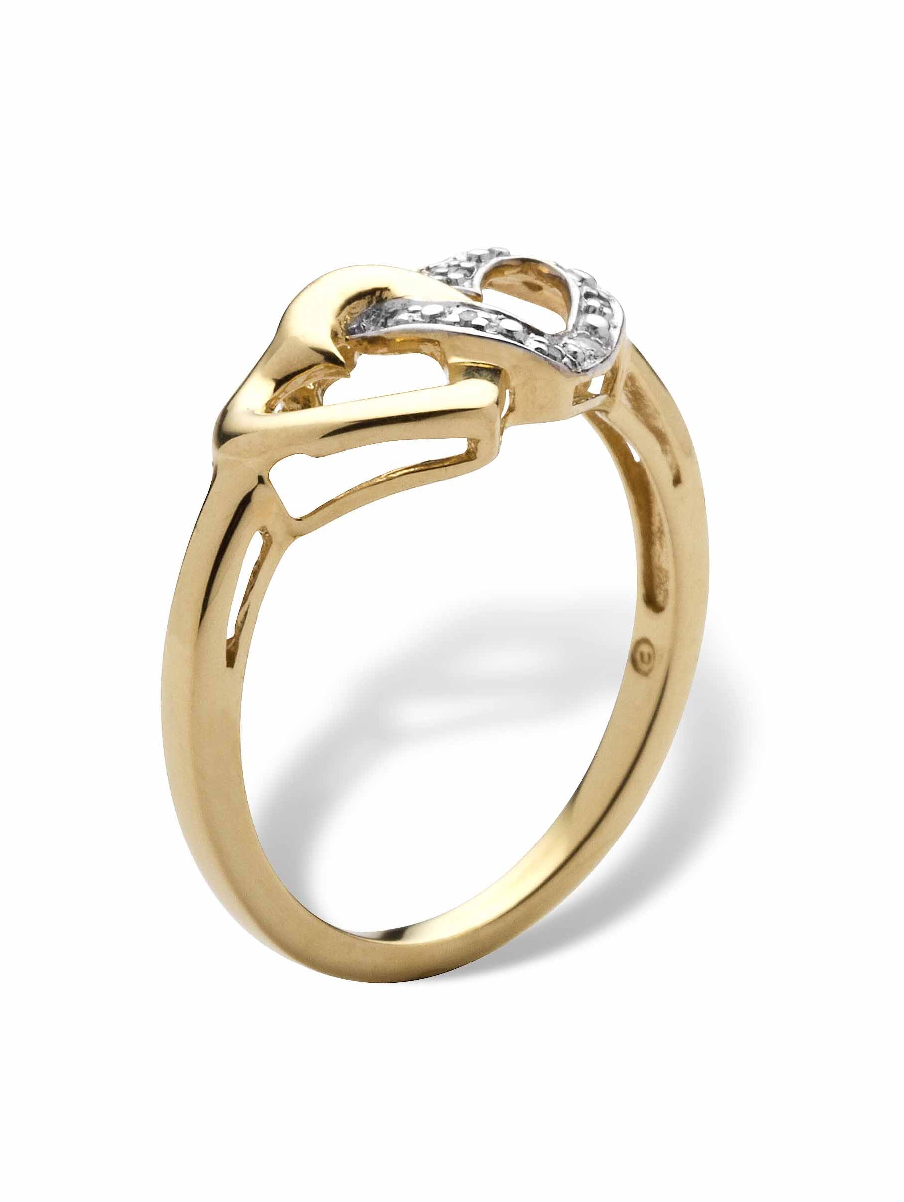 PalmBeach Jewelry Diamond Accent Interlocking Heart Promise Ring in 18k Gold-Plated or Platinum-Plated Sterling Silver - Image 4