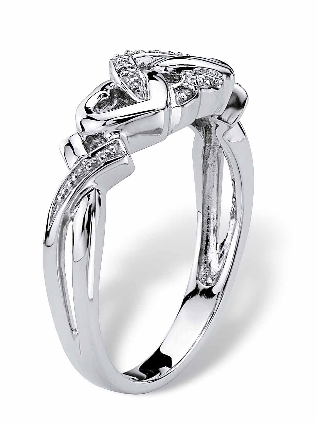 PalmBeach Jewelry Diamond Accent Interlocking Hearts Promise Ring in 18K Gold or Platinum Plated Sterling Silver - Image 4