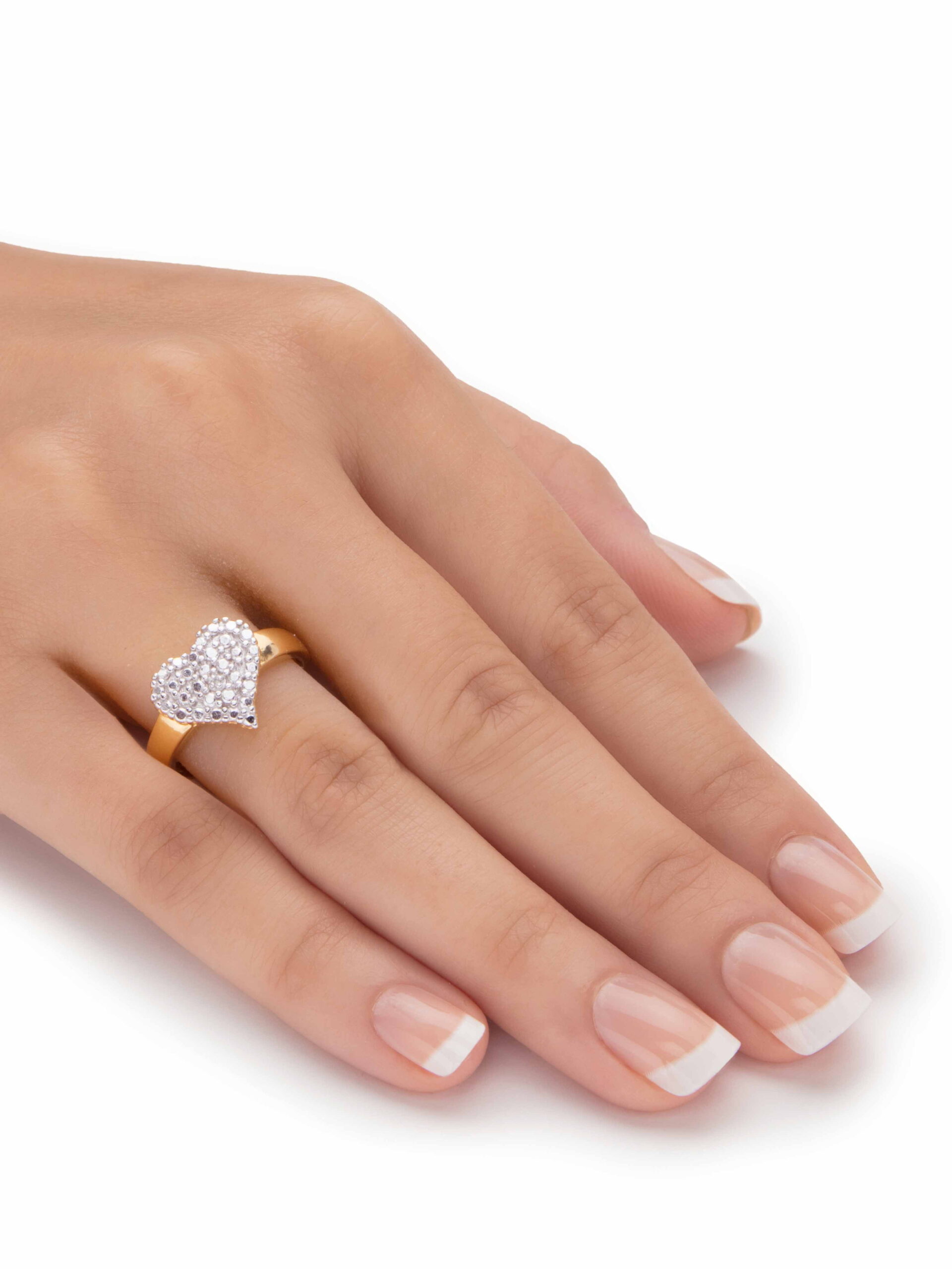 PalmBeach Jewelry Diamond Accent Stippled Cluster Heart-Shaped Ring Gold-Plated - Image 3