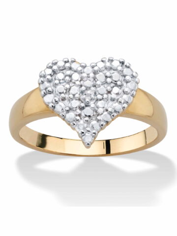 PalmBeach Jewelry Diamond Accent Stippled Cluster Heart-Shaped Ring Gold-Plated