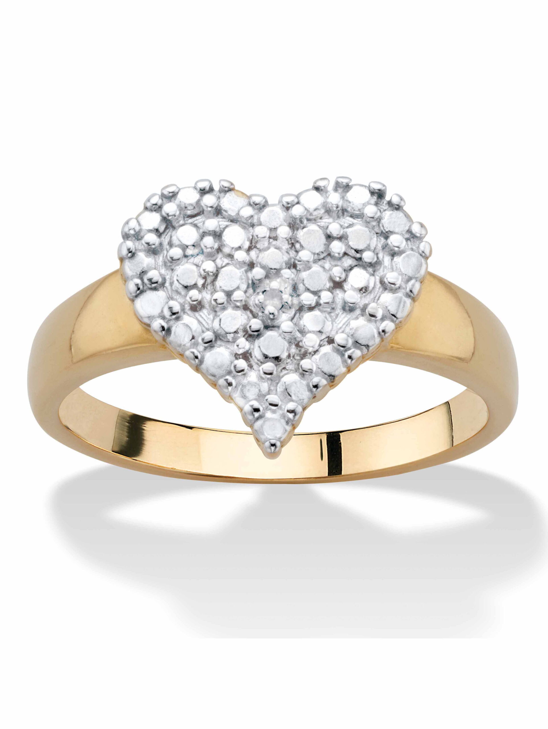 PalmBeach Jewelry Diamond Accent Stippled Cluster Heart-Shaped Ring Gold-Plated