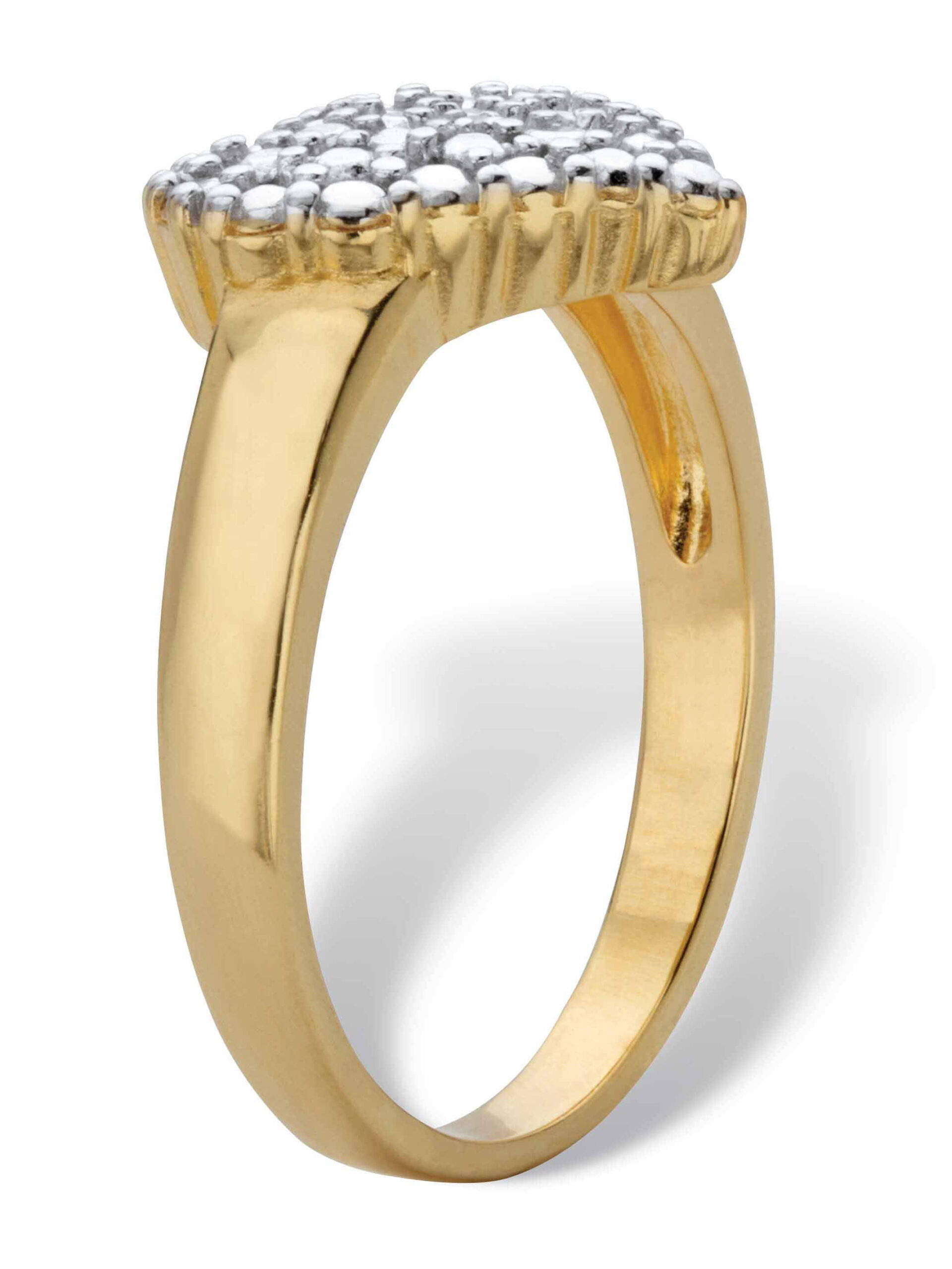 PalmBeach Jewelry Diamond Accent Stippled Cluster Heart-Shaped Ring Gold-Plated - Image 4