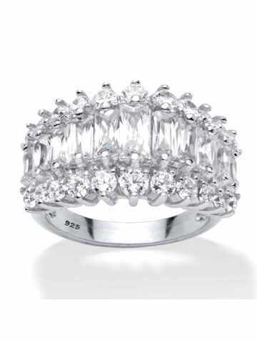 PalmBeach Jewelry Emerald-Cut Cubic Zirconia Engagement Anniversary Ring 4.38 TCW in Gold-Plated or Platinum-Plated Sterling Silver