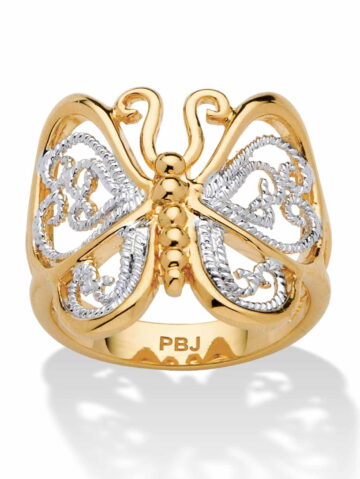 PalmBeach Jewelry Filigree Butterfly Ring in 18k Gold-Plated