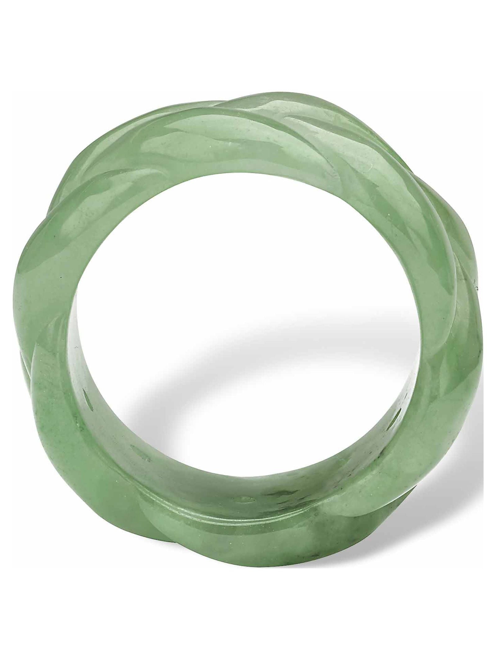 PalmBeach Jewelry Genuine Green Jade Braided Eternity Ring - Image 2