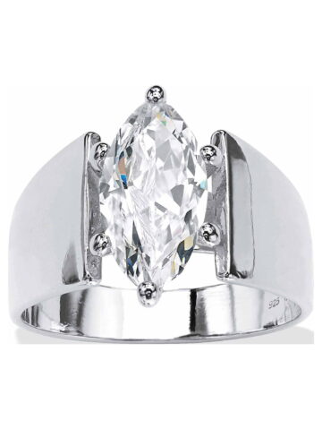 PalmBeach Jewelry Marquise-Cut Cubic Zirconia Engagement Ring 2.48 ct. t.w. [.925], Gold-Plated