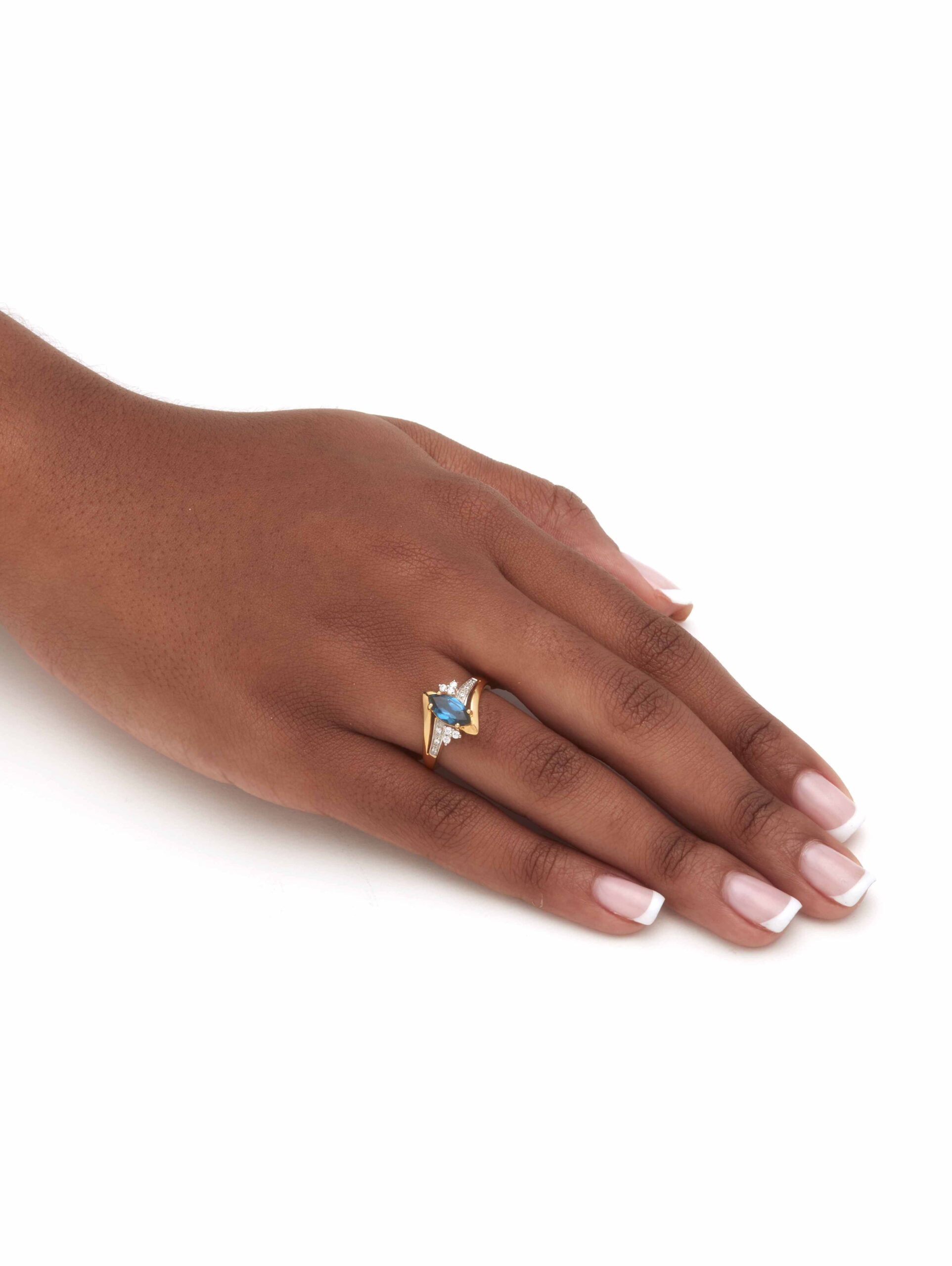 PalmBeach Jewelry Marquise-Cut Genuine or Created Gemstone Ring in Platinum-plated or Gold-plated Sterling Silver - Image 3