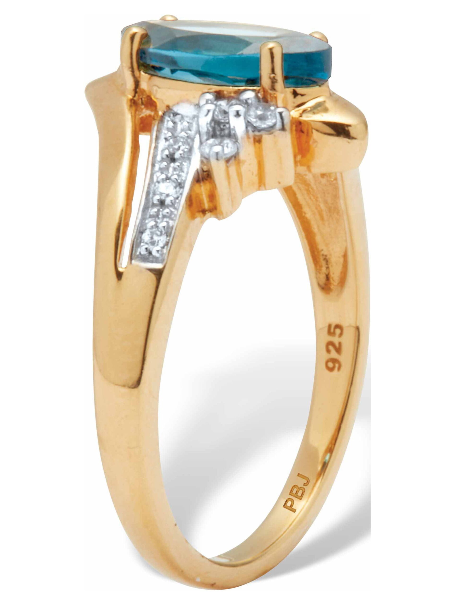PalmBeach Jewelry Marquise-Cut Genuine or Created Gemstone Ring in Platinum-plated or Gold-plated Sterling Silver - Image 5