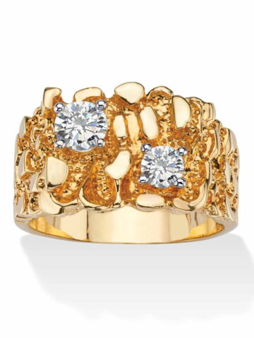 PalmBeach Jewelry Men's 1.05 TCW Round Cubic Zirconia Nugget Ring Gold-Plated