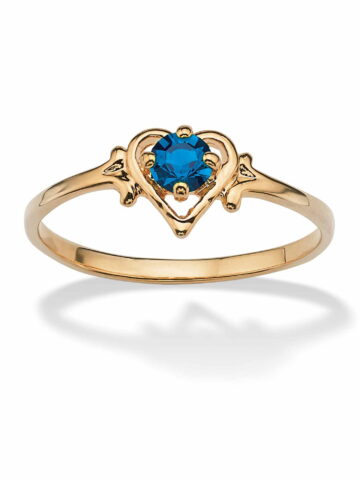 PalmBeach Jewelry Oval-Cut Simulated Birthstone Heart-Shaped Ring in Gold-Plated