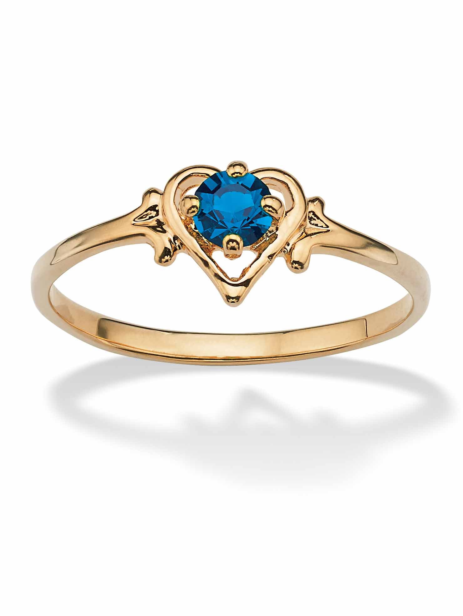 PalmBeach Jewelry Oval-Cut Simulated Birthstone Heart-Shaped Ring in Gold-Plated