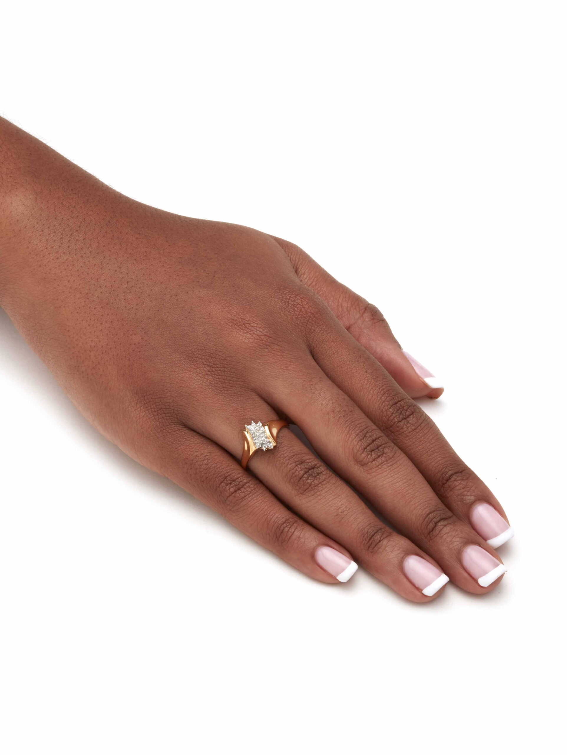 PalmBeach Jewelry Pave Diamond Accent Cluster Ring in 18k Gold-Plated or Platinum-Plated Sterling Silver - Image 2