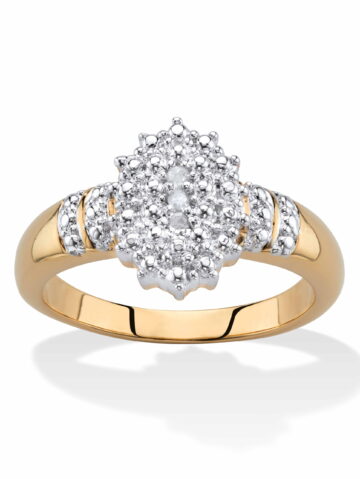 PalmBeach Jewelry Pave Diamond Accent Two-Tone Cluster Ring 18k Gold-Plated