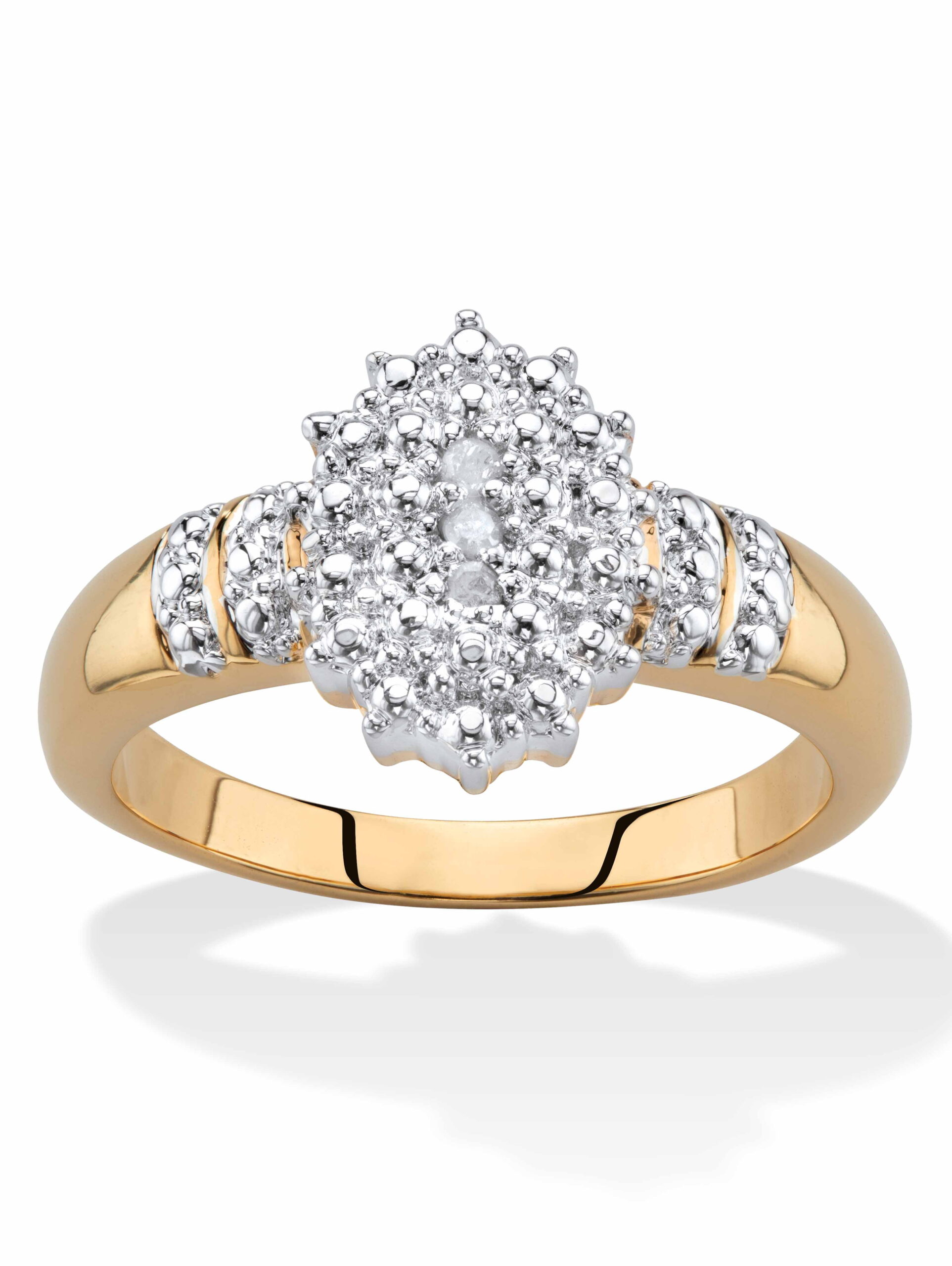 PalmBeach Jewelry Pave Diamond Accent Two-Tone Cluster Ring 18k Gold-Plated