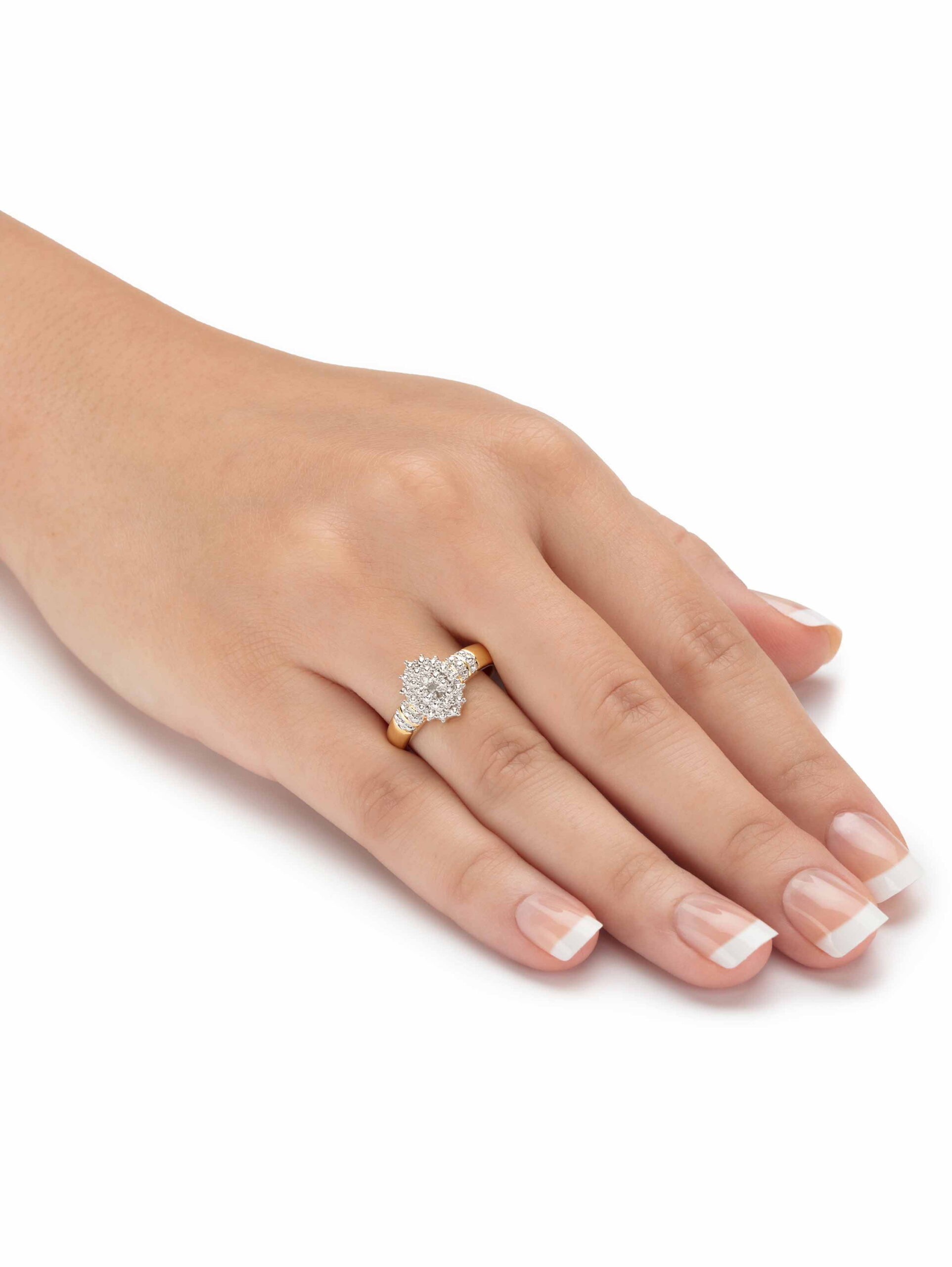 PalmBeach Jewelry Pave Diamond Accent Two-Tone Cluster Ring 18k Gold-Plated - Image 2