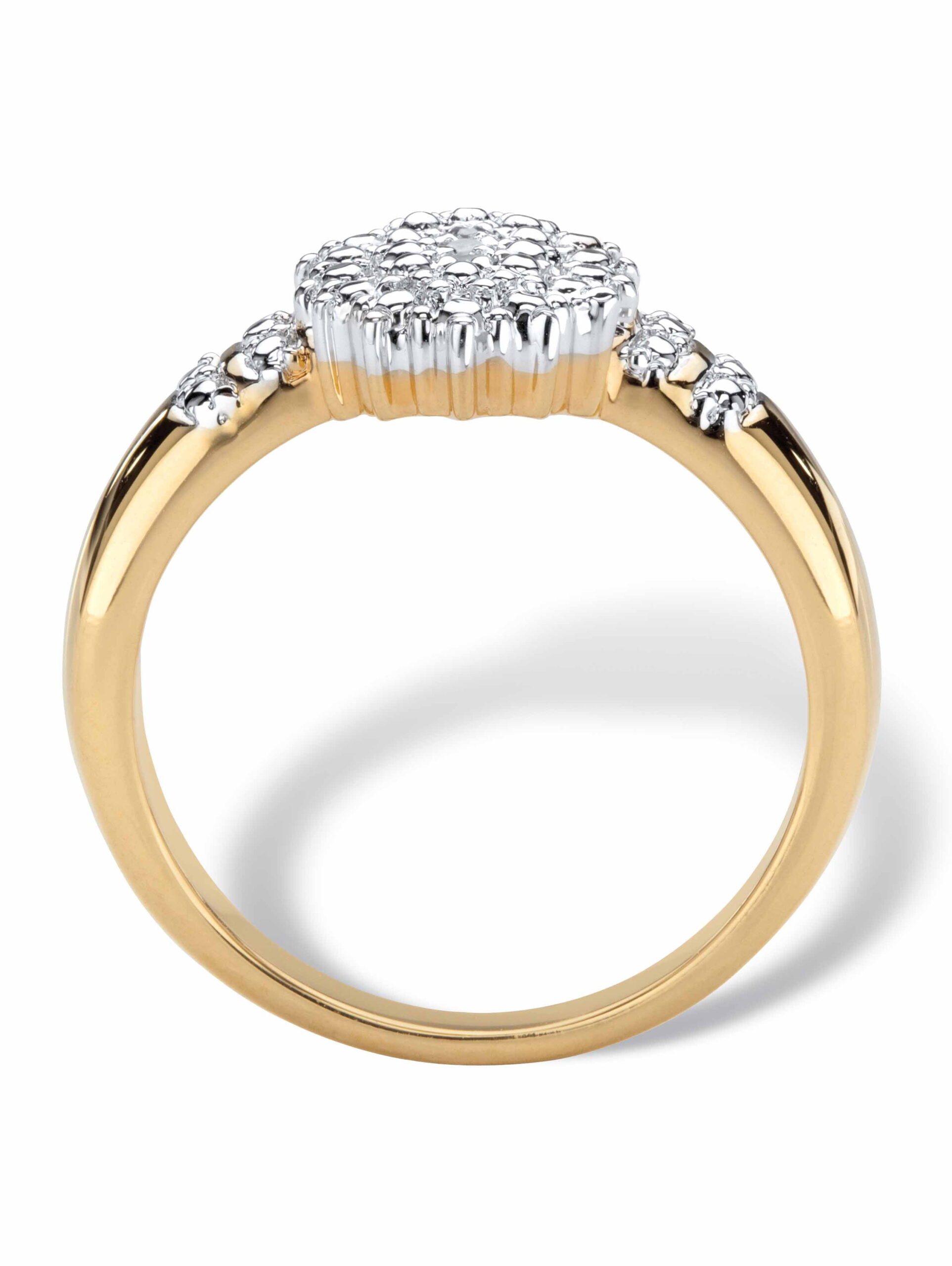 PalmBeach Jewelry Pave Diamond Accent Two-Tone Cluster Ring 18k Gold-Plated - Image 4