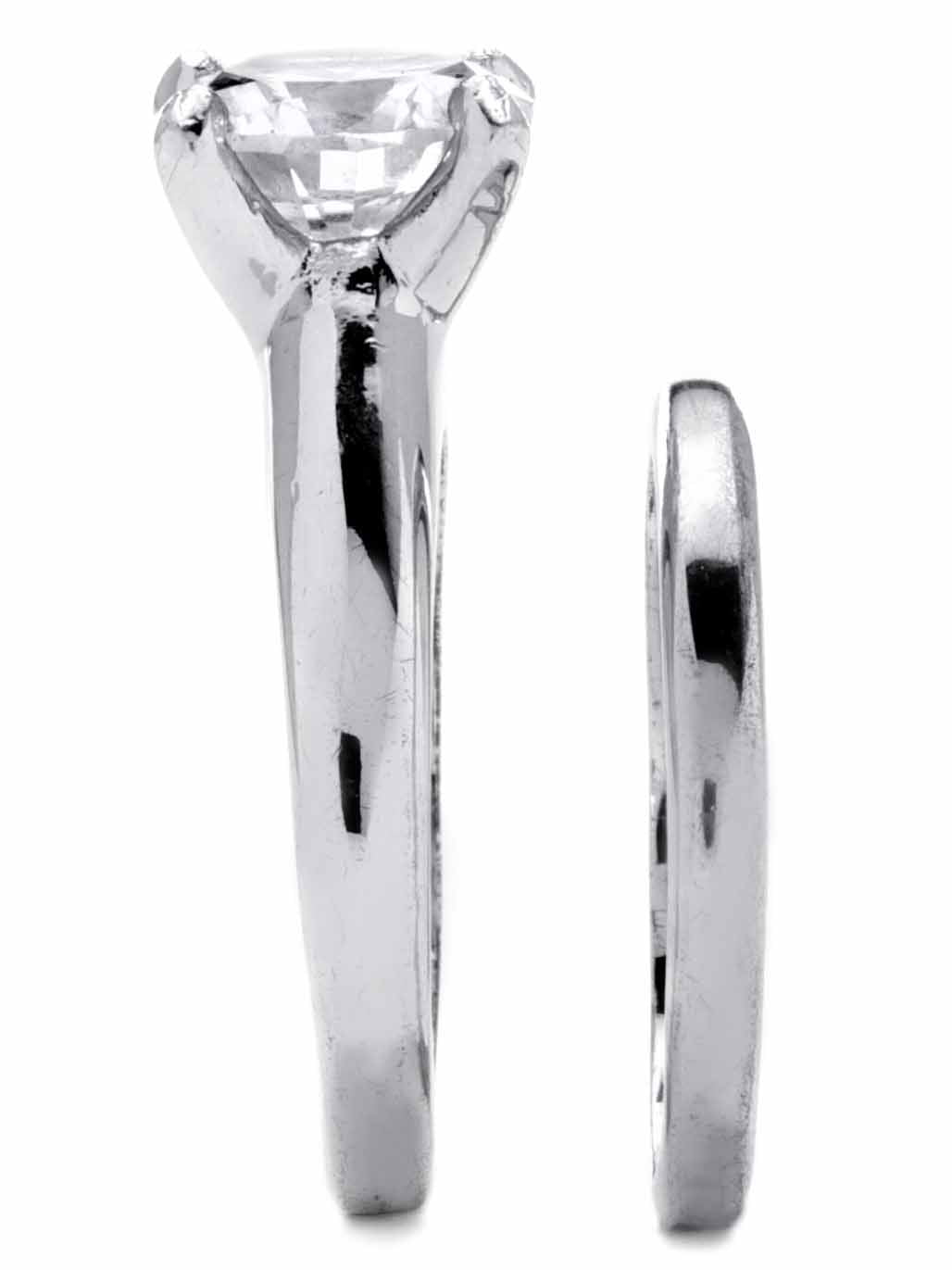 PalmBeach Jewelry Round Cubic Zirconia 2-Piece Solitaire Wedding Ring Set 3 TCW in Gold-Plated or Platinum-Plated Sterling Silver - Image 3