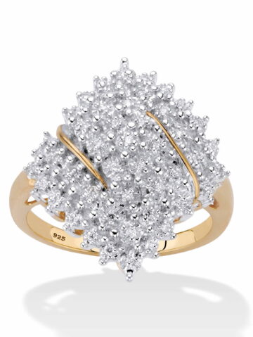 PalmBeach Jewelry Round Diamond Cluster Ring 1/4 TCW in 18k Gold-plated Sterling Silver
