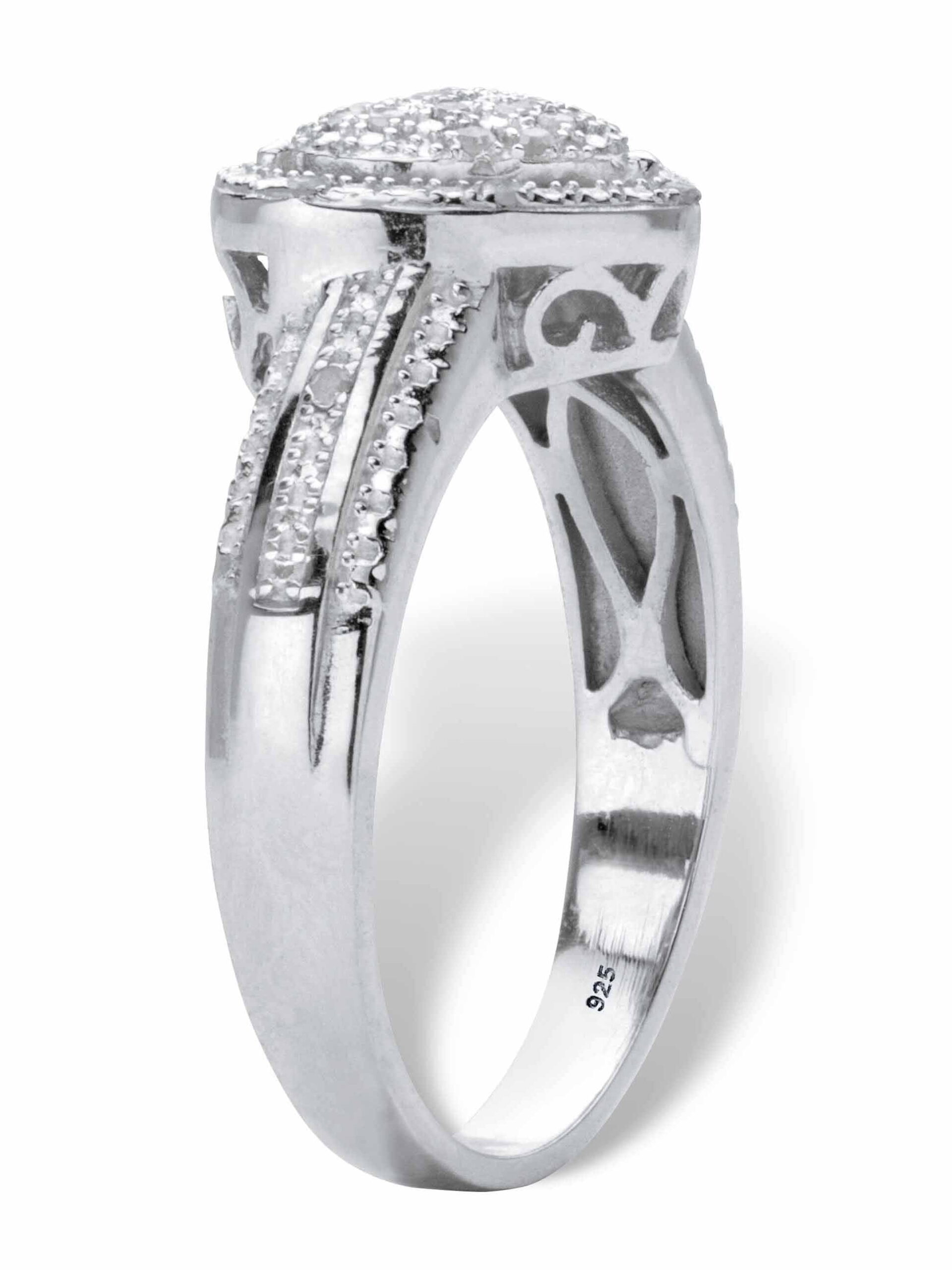 PalmBeach Jewelry Round Diamond Floating Halo Heart Ring 1/7 TCW in 18k Gold or Platinum Plated Sterling Silver - Image 3