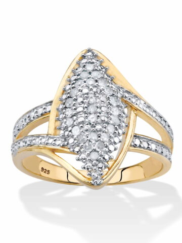 PalmBeach Jewelry Round Diamond Split-Shank Cluster Ring 1/4 TCW in 14k Gold-plated Sterling Silver