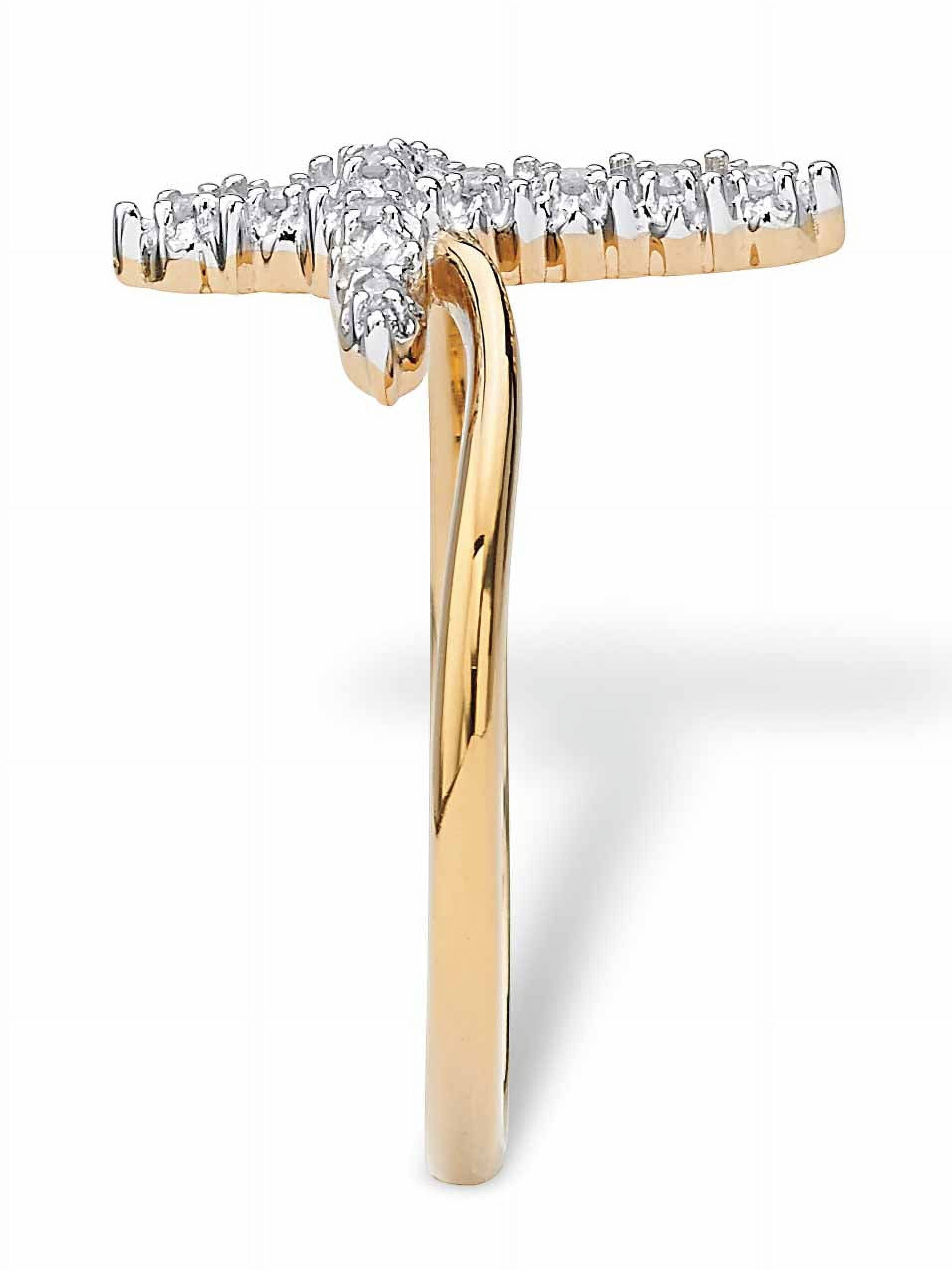 PalmBeach Jewelry White Diamond Accent Cross Ring in 18k Gold-Plated or Platinum-Plated Sterling Silver - Image 3