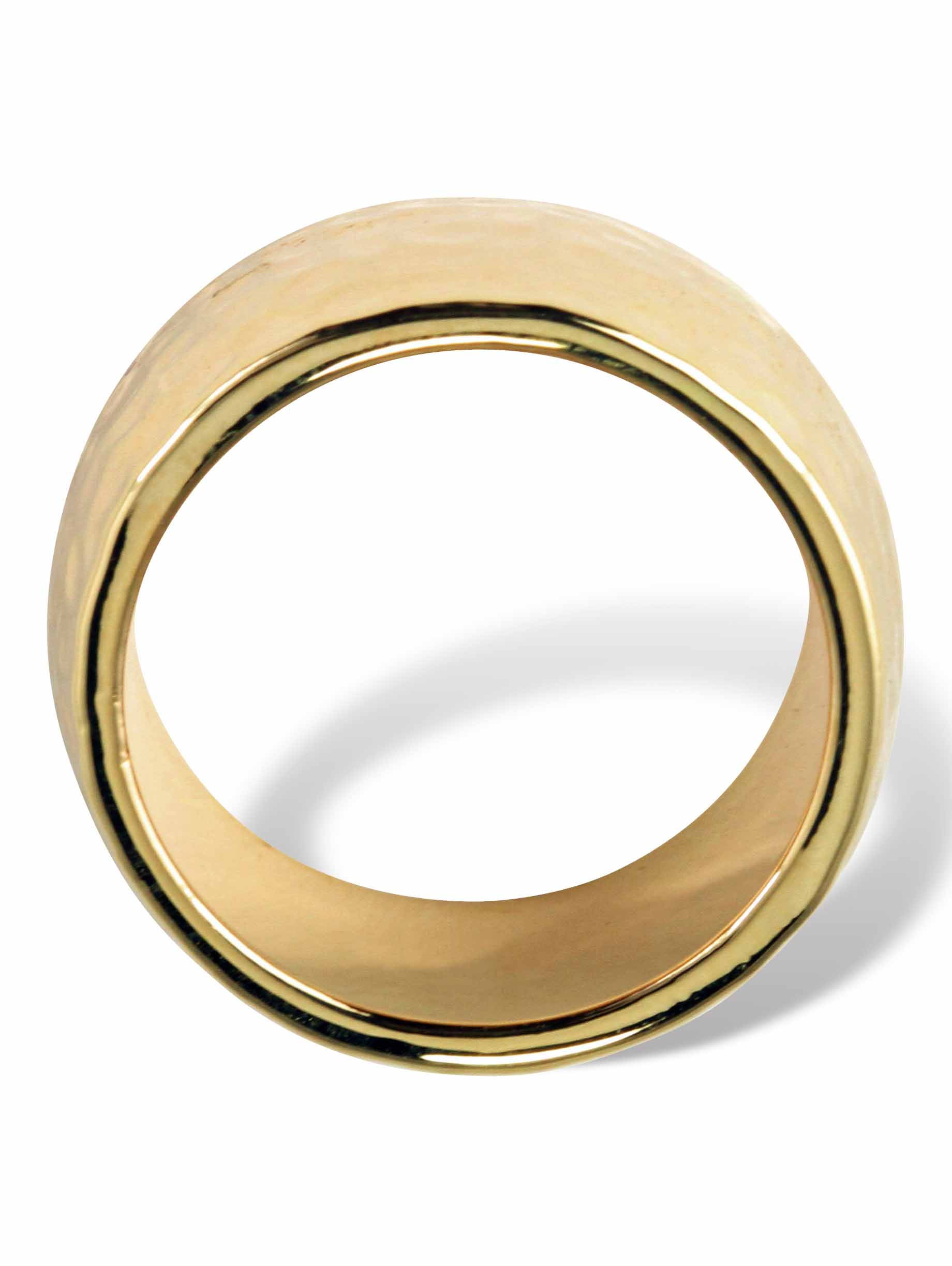 PalmBeach Jewelry Yellow Gold-Plated or Silvertone Hammered-Style Ring Band - Image 2