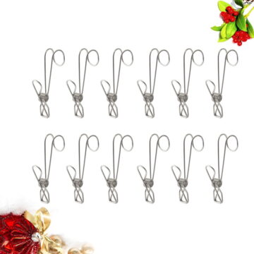 PAMINGONO 12Pcs Plated Silver Metal Clothes Clips Multi-Purpose Clothespins for Drying Bags Notes and Posters