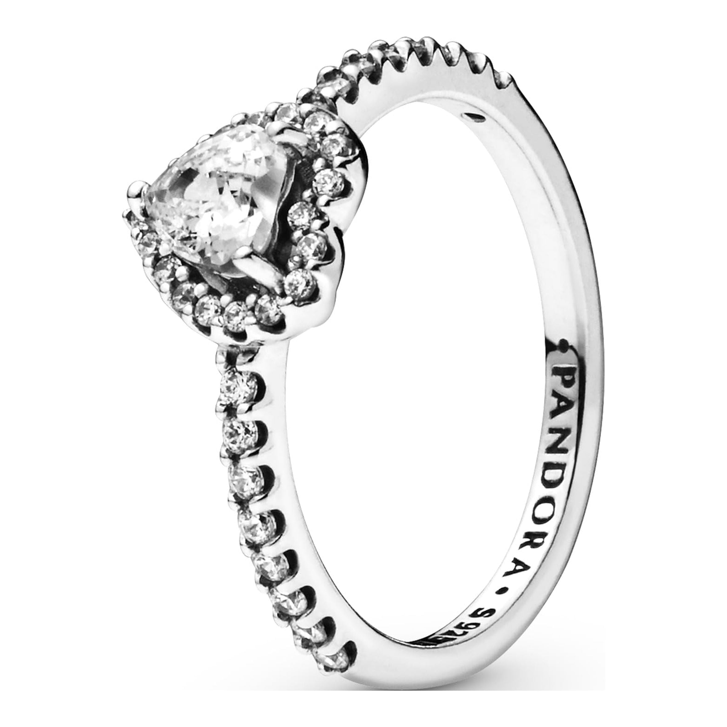 Pandora Jewelry Elevated Heart Cubic Zirconia Ring in Sterling Silver, Size 6 - Image 2