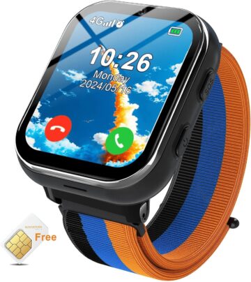 PTHTECHUS Smart Watch for Kids 4G Kids Smartwatch Phone Touch Screen Educational Games Pedometer Fitness Alarm Calculator Clock Camera Music Player Suitable for Children Aged 4-10 Years Old