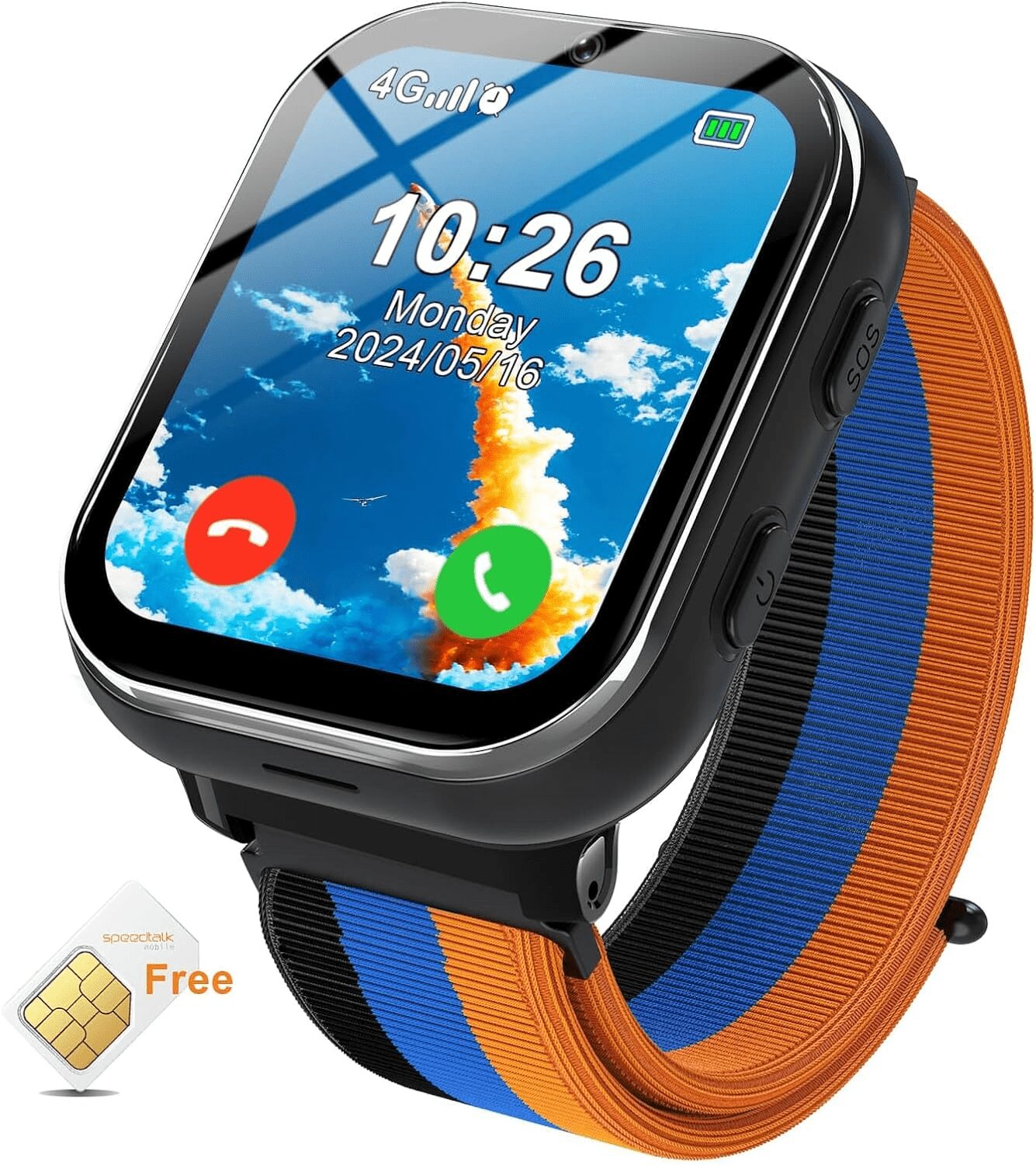 PTHTECHUS Smart Watch for Kids 4G Kids Smartwatch Phone Touch Screen Educational Games Pedometer Fitness Alarm Calculator Clock Camera Music Player Suitable for Children Aged 4-10 Years Old